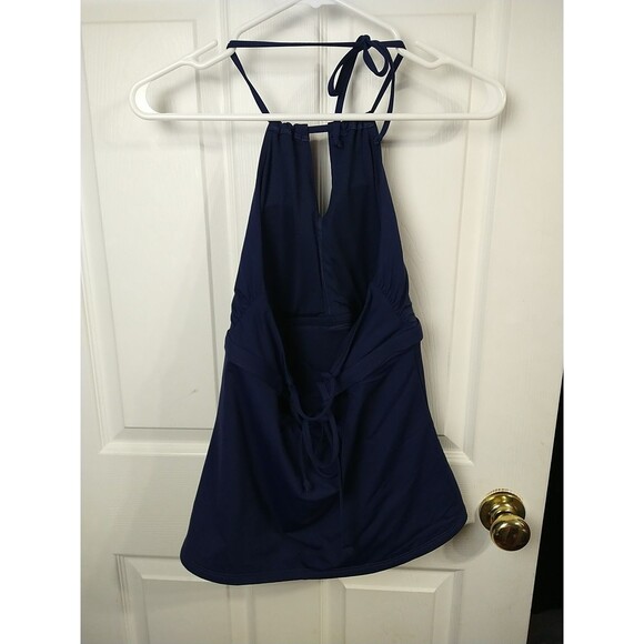 Athleta Tankini Top Size Medium Navy Blue High Neck Keyhole Swim - Picture 9 of 9